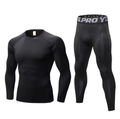 Men’s Fitness Training Set – Long Sleeve Top & Running Tights
