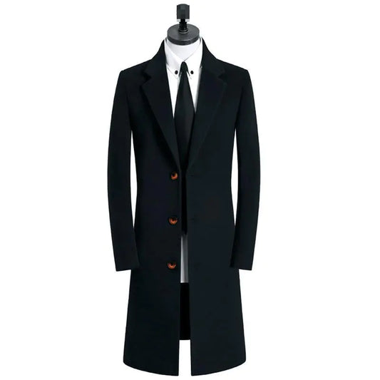 Medium Long Woolen Coat for Men