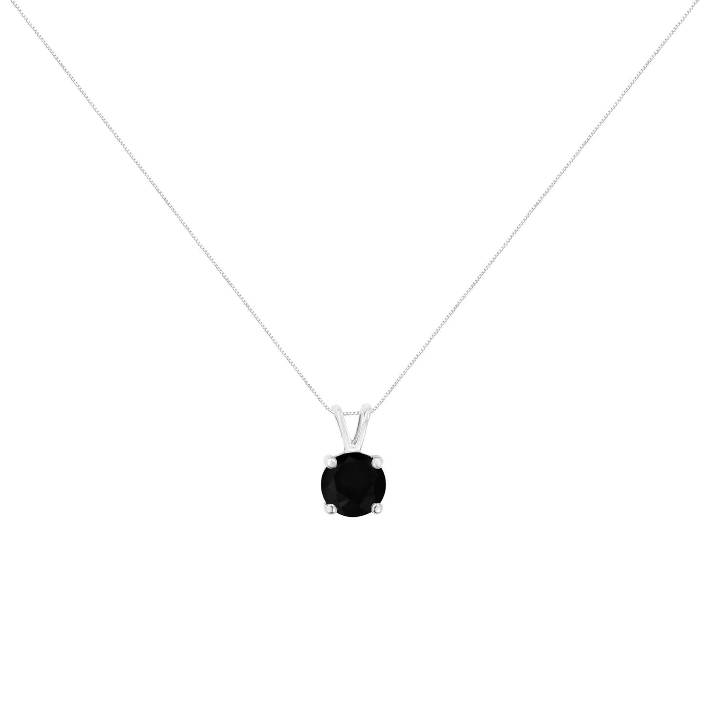 .925 Sterling Silver Treated Black Round-Cut Solitaire 4-Prong Set Diamond 18" Pendant Necklace