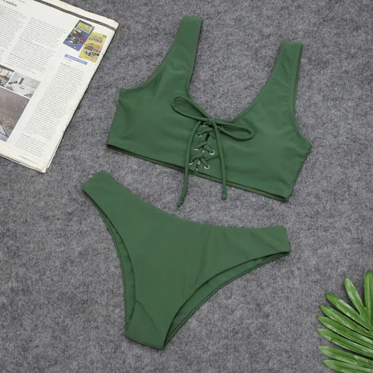 Women's Bikini, Sexy Solid Color Swimsuit