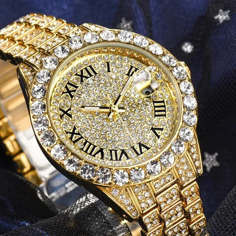 Luminous Women's Quartz Watch with Diamond Inlaid Waterproof Design and Calendar
