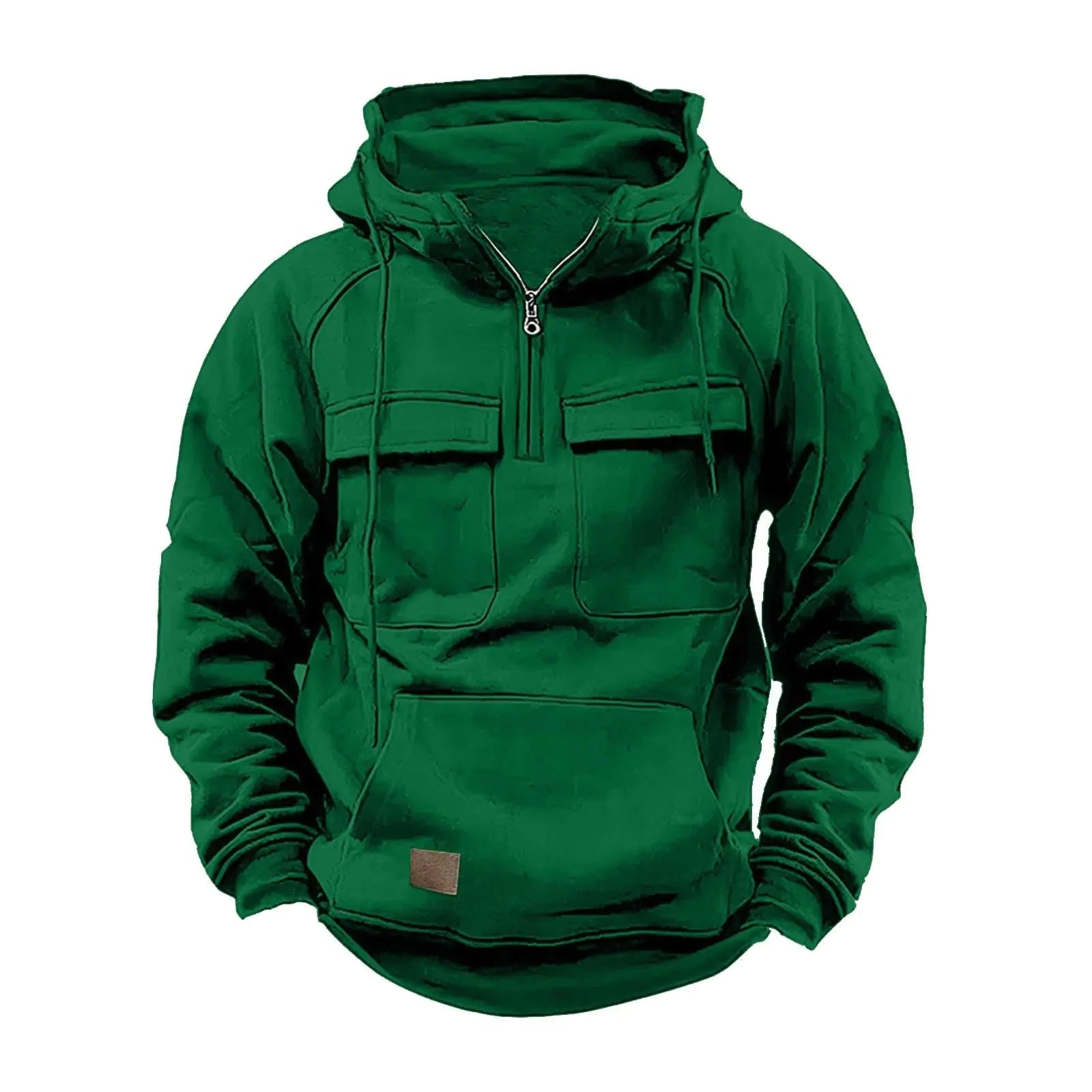 Men's Green Lace-Up Zip Hoodie