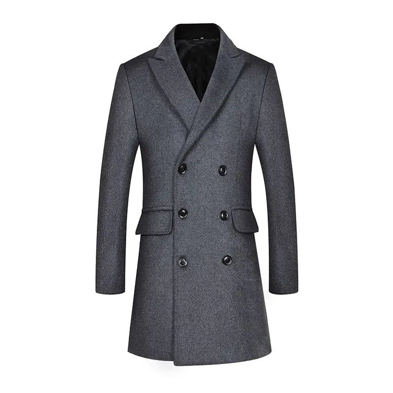 Men's Mid-length Double-breasted Wool Coat