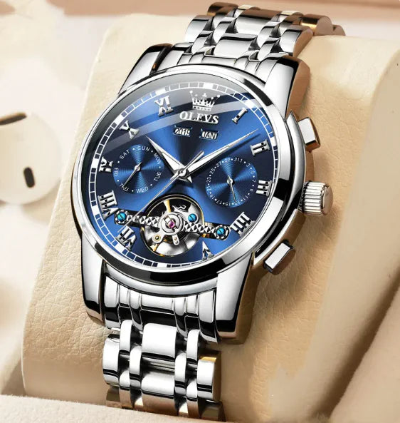 Waterproof Luminous Mechanical Men's Watch with Stainless Steel Strap