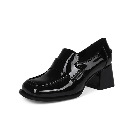 Pomoxikn Black Loafers for Women Trendy Square