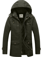 Mens Winter Coat Warm | Detachable Hood (Army GreenSmall)