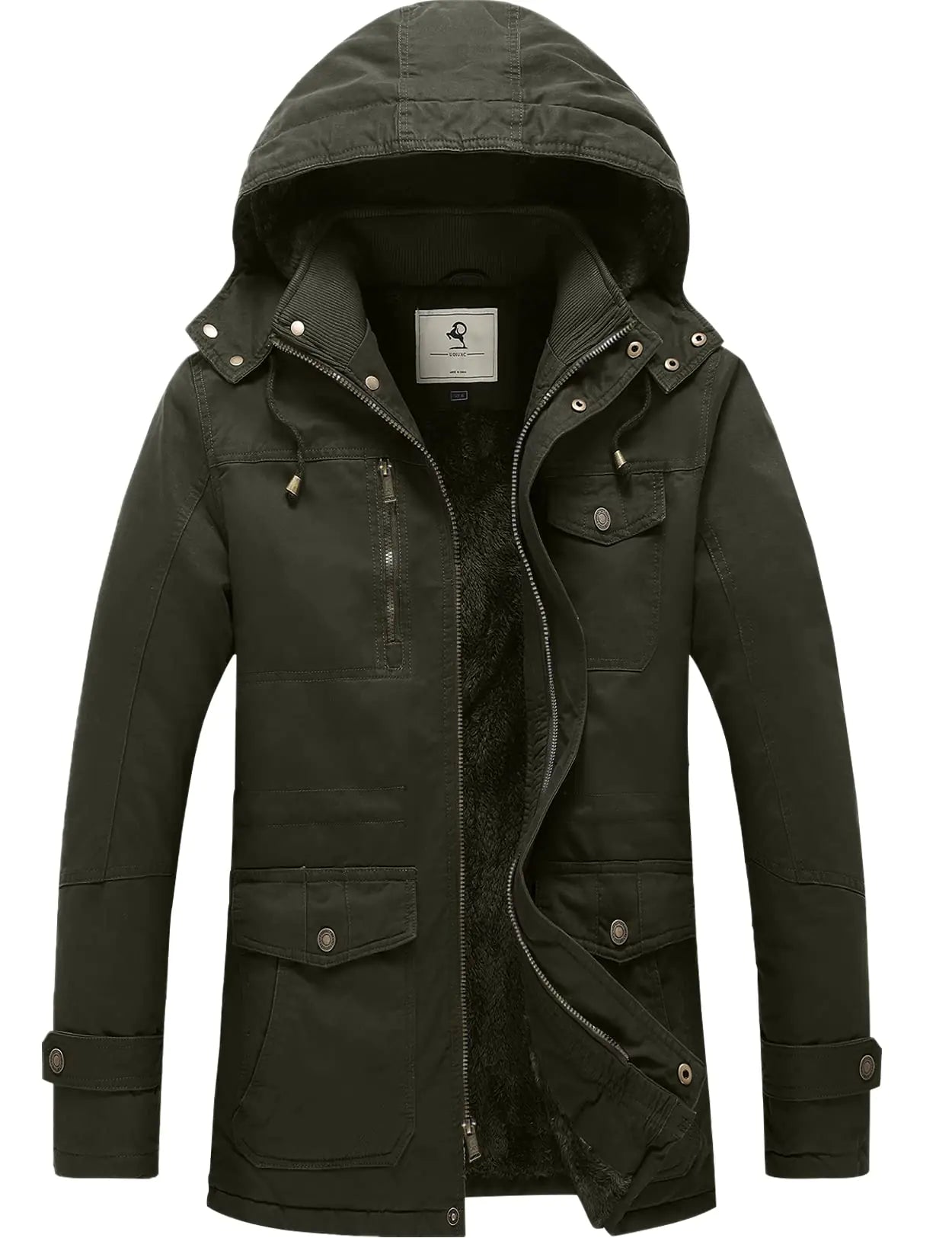 Mens Winter Coat Warm | Detachable Hood (Army GreenSmall)