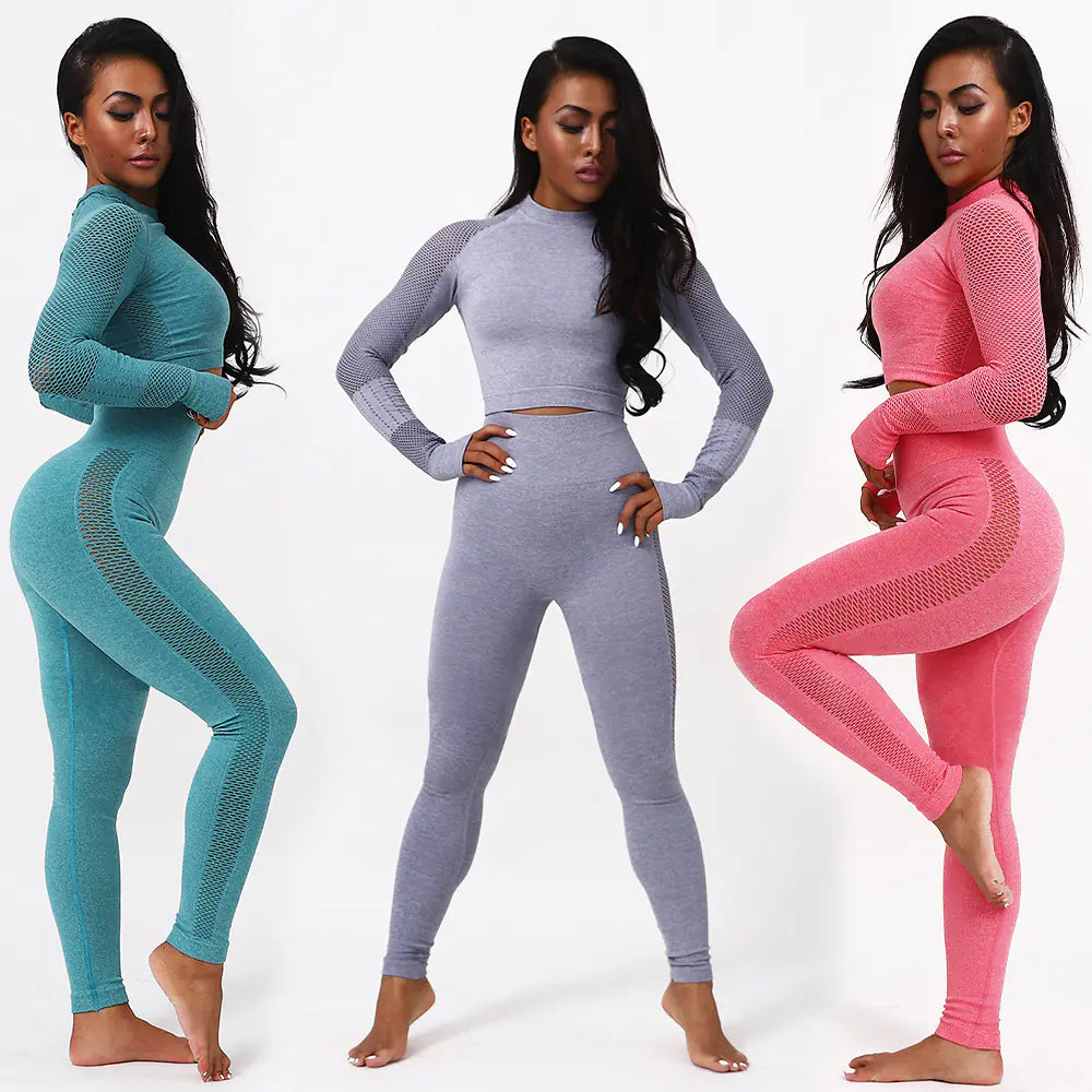 Seamless Moisture-Wicking Yoga Long Sleeve Set