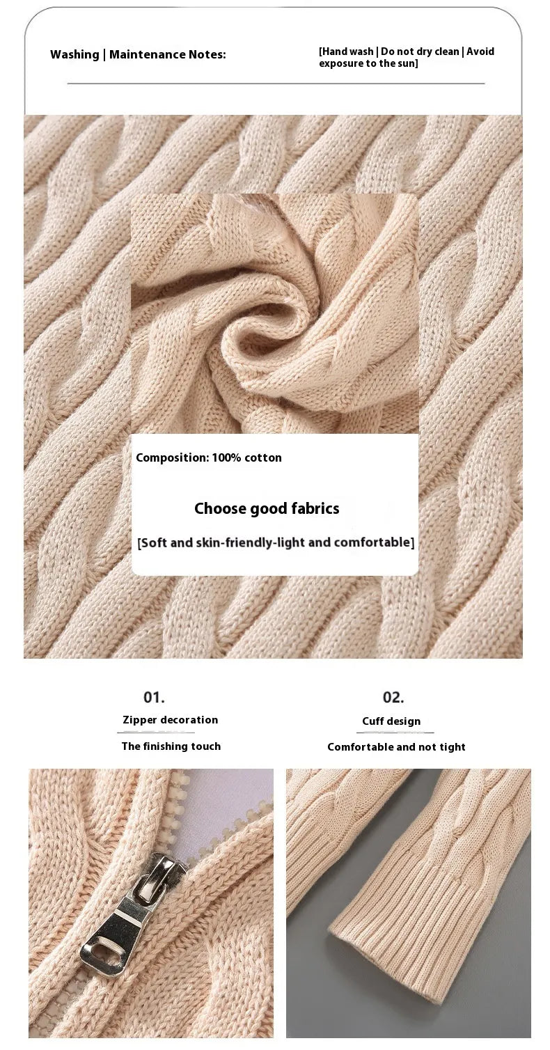 Loose Zip Knitted Pullover Sweater