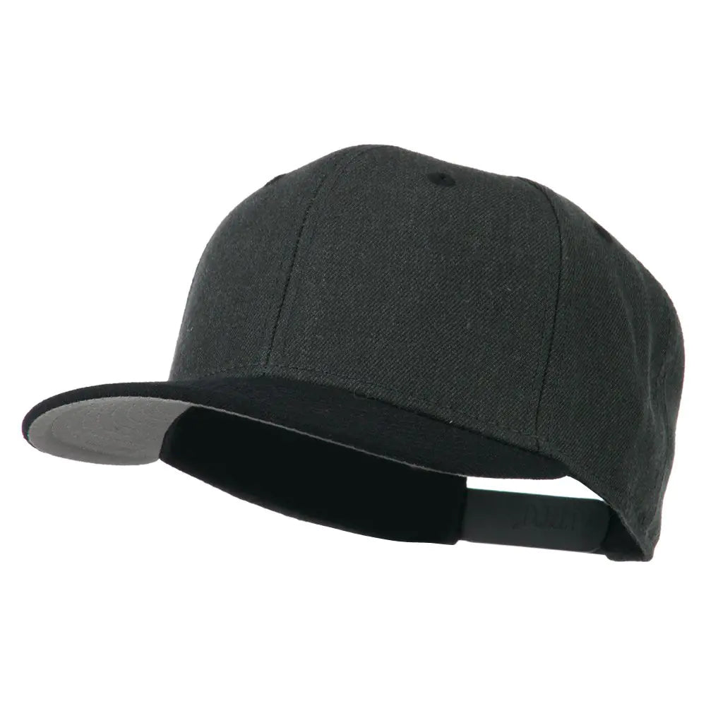 Heather Wool Blend Flat Bill Snapback Two Tone Cap - Black H. Black OSFM
