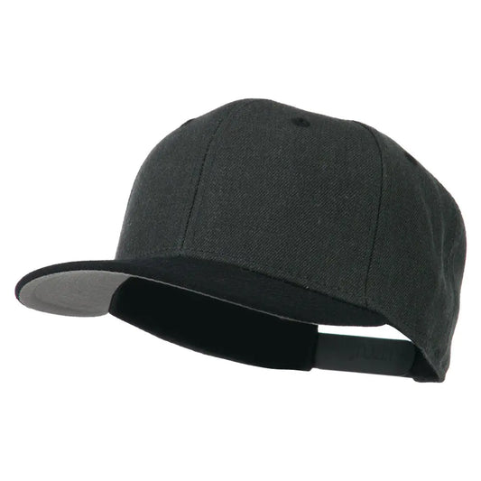 Heather Wool Blend Flat Bill Snapback Two Tone Cap - Black H. Black OSFM