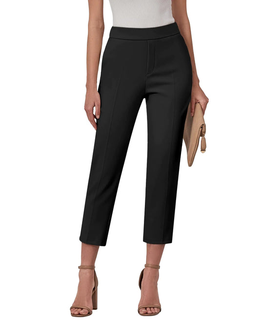 GRAPENT Women Black Pants Black Slacks Women High Waisted Black Trousers Black Womens Pants Womens Black Pants Black Capri Pants Color Black Size XL X-Large Size 16 Size 18