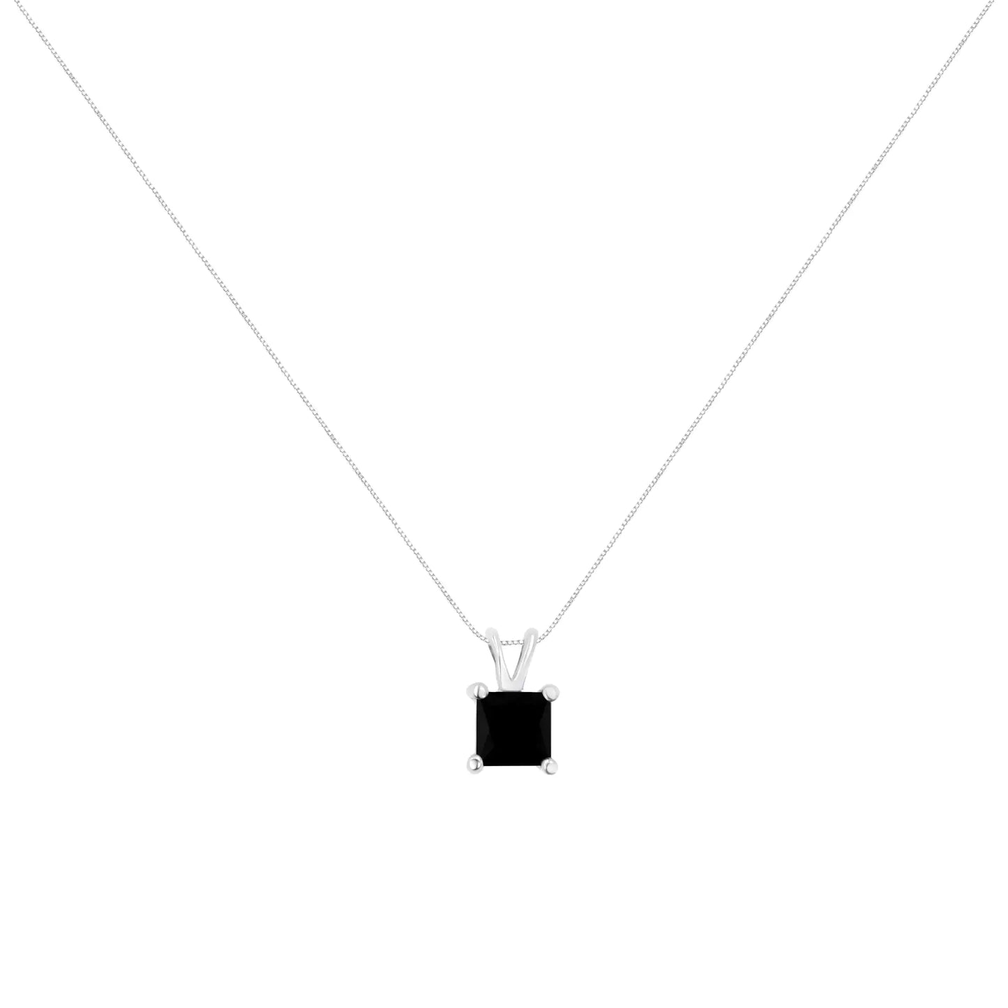 Black Diamond Solitaire Pendant Necklace .925 Sterling Silver Treated