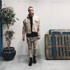 Beige Jacket and Denim Coat Combination