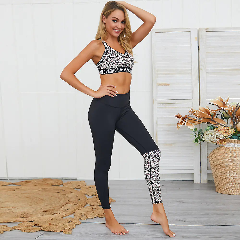 New Women's Leopard Print Yoga Set for Fitness
