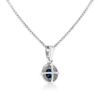 .925 Sterling Silver Treated Color Diamond Solitaire 18" Milgrain Pendant Necklace