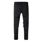 Schwarze zerrissene Bikerjeans