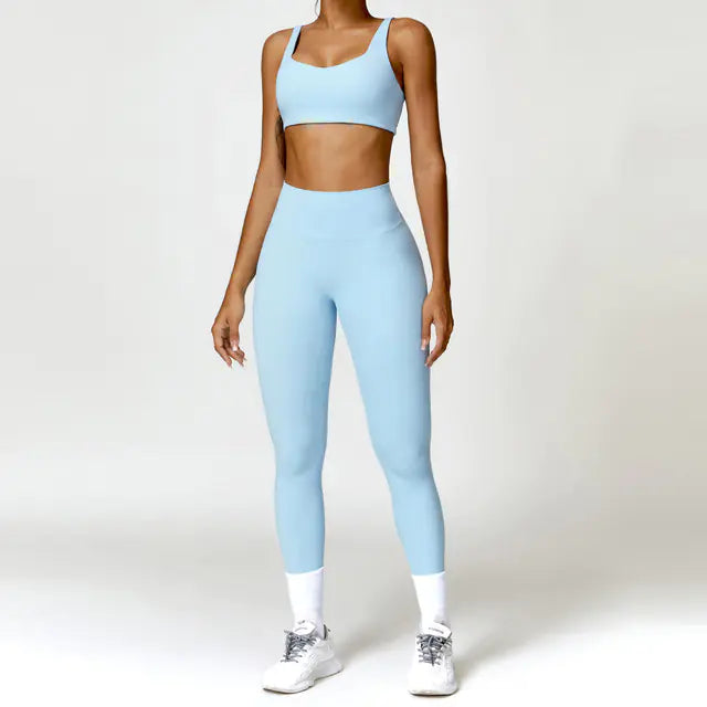 Women's 2PCS Yoga Tracksuit with Leggings and Crop Top